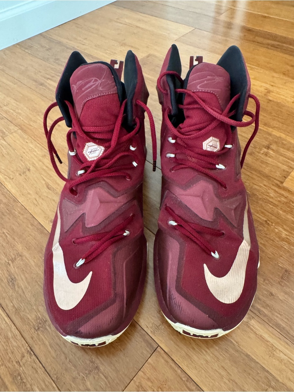 Nike LeBron James Burgundy High-Top Sneakers with White Swoosh